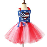 Kid Girl American Flag Independence Day Party Patriotic Parade Tutu Gauze Dresses