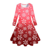 3-10Y Kid Girl Spring Winter Printed Christmas Dresses