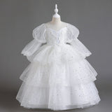 3-12T Kid Girls Host Catwalk Piano Performance Flower Wedding Dresses