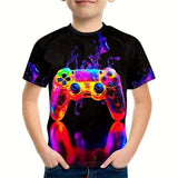 Kid Boy Gamepad 3D Printed Summer Fashion Short Sleeves T-shirt Tops