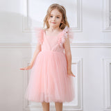 1-5T Kid Baby Girls Flying Sleeve Flower Performance Dress