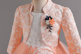 3-10T Kid Girl Long-sleeved Autumn Winter Banquet Performance Dresses