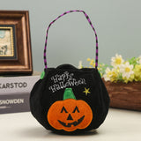 Embroidered Halloween Portable 3D Candy Pumpkin Lantern Bag Basket