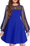 Kid Girls Lace Long-sleeved Solid Cute Princess Dress