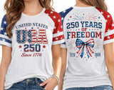 Kid Girl Independence Day American Flag Print Short Sleeve Loose T-shirt Tops