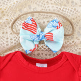 Baby Girl Summer Letter Printed Short Sleeve Printed Independence Day 3 Pcs Set