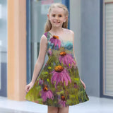 Sleeveless Crew Neck Vest Dress Fashion 3d Print Kids Girl