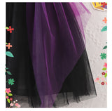 Girls' Halloween New Short-sleeved Spider Web Dress Black Purple Party Dress