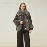 2-8T Kid Girl Outerwear Faux Fur Stylish Thickened Winter Cotton Jacket Coats