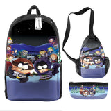 Kid South Park School Cartoon Backpack Three-piece Computer Bag