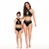 Family Matching Parent-child Golden Webbing Bikini Mother and Daughter Swimsuit