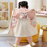 Kid Girls Flannel Thickened Coral Velvet Autumn Winter Pajamas Suits