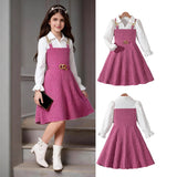 5-12Y Kid Girls Patchwork Striped Stylish Long-sleeve Autumn Dresses