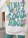 INS Girls Girls Floral and Slogan Pattern Shoulder Pullover and Flared Pants Two-piece Set