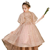 Kid Girls Evening Princess Fluffy Yarn Hosts Catwalk Dresses