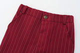 6M-5T Kid Baby Boys Handsome Gentleman Striped Suit 4 Pcs Set