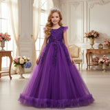 Kid Girl Princess Mesh Yarn Piano Performance Dresses