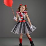 Halloween Children's Striped Clown Costume Cosplay Girl Tutu Horror