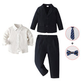 1-10T Kid Baby Boy Flower Host Formal Wedding Suit 4 Pcs Set