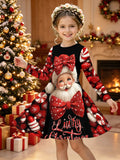 Kid Girl Christmas Autumn Winter Long Sleeve 3D Dresses For 3-12Y