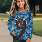 Casual Versatile Trend Animal Digital Printing Girls Crew Neck Long Sleeve T-Shirt