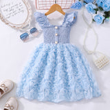 Kid Girl Summer Flying Sleeve Rose Photography Princess Dress