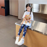 2-12T Kid Girl Autumn  Summer Nine-point Thin Pants Leggings
