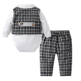 Baby Boy Autumn Long-sleeved Fart Bow Tie Plaid 5 Pcs Set