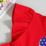 Independence Day Kid Baby Girl Fly Sleeve Love Star Stripe Flared 2 Pcs Set