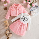 Kid Girl Lapel Fashion Letter Pattern Printed Suits 2 Pcs Sets