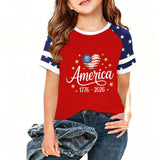 Kid Boy Girl USA Independence Day 250th Anniversary Casual  Loose T-Shirt Top