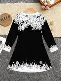 3-12Y Kid Girl Christmas Autumn Winter Long Sleeve 3D Printing Dresses