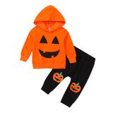 6M-4T Baby Boys Long Sleeve Halloween Pumpkin 2 Pcs Set
