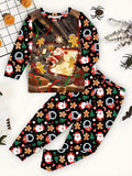Flame Retardant and Fireproof Fabric Children's Long-sleeved Pajamas Set Loungewear