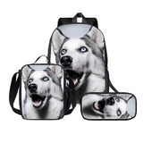 Kid Student Schoolbag Animal Meal Pencil Backpack 3 pcs/Set