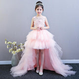 Kid Girls Evening Princess Trailing Wedding Tutu Host Dresses
