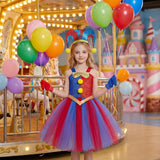 Kids Girl Magic Number Circus Princess  Halloween Anime Clown Play Dresses