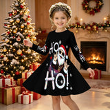 3-12Y Kid Girls Long Sleeve 3D Printed Christmas Casual Dresses