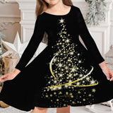 Princess Dress Girls Skirt New Swing Dress Christmas Long Sleeve Crew Neck Skirt