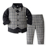 1-5Y Kid Baby Boy Suit Gentleman Long Sleeve Piano Suits 4 Pcs Set