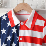 Independence Day Girl Fashion Short Sleeve Striped Star Short Sleeve Shirts