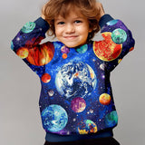 Kid Boy 3D Dinosaur Print  Round Neck Pullover Cartoon Shirts