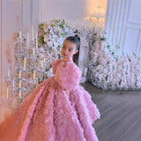 6M-12T Kid Baby Girls Three-dimensional Flower Princess Catwalk  Dress