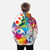2-12T Kid Boy Graffiti Football 3D Digital Printing Casual Pullover Hoodie