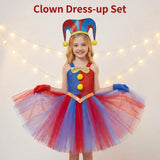 Kids Girl Magic Number Circus Princess  Halloween Anime Clown Play Dresses