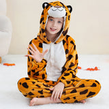 3-12Y Kid Boy Girl Flannel Cartoon Animal One-piece Pajamas