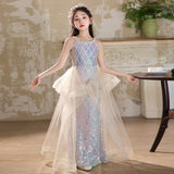 Kid Girl Princess Host Evening  Mermaid Fish Tail Dresses