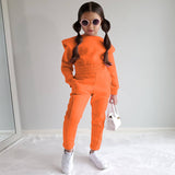 Kid Baby Girl Autumn Leisure Sports  Long-sleeved Solid 2 Pcs Set