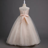 Kid Girl Flower Long Mesh Princess Birthday Show Dress