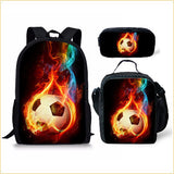Kid Boy Street Trendy Football Backpack with Pencil Case Lunch Bag 3 Pcs/set